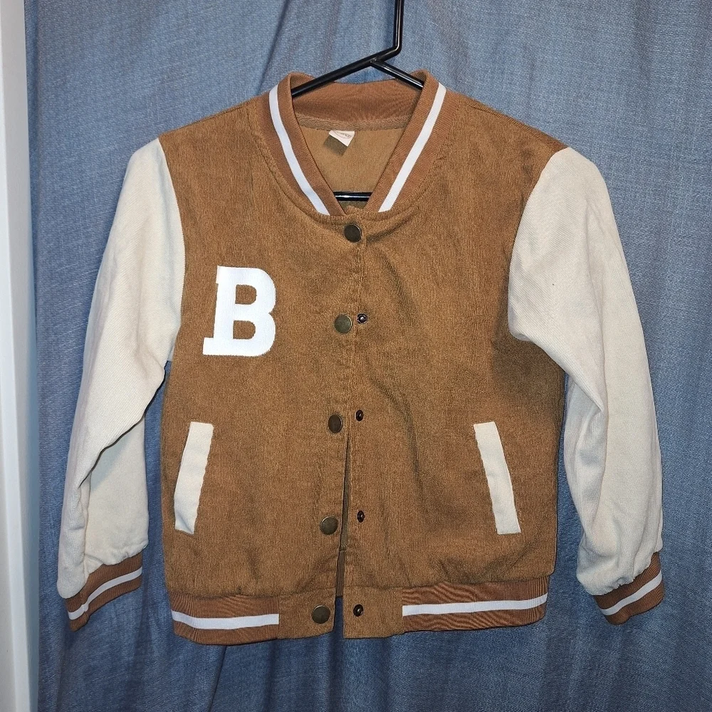 Brown and Cream Girls B Varsity Jacket